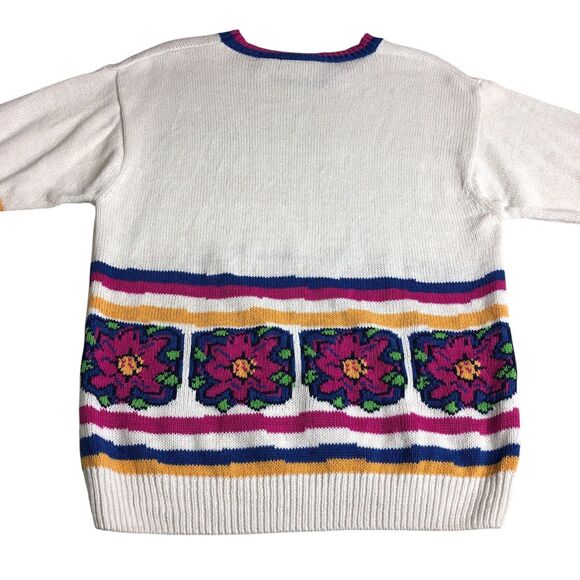 Vintage Levis Sweater Womens Small Floral Oversized Knit Short Sleeve 80s 90s - Picture 8 of 13